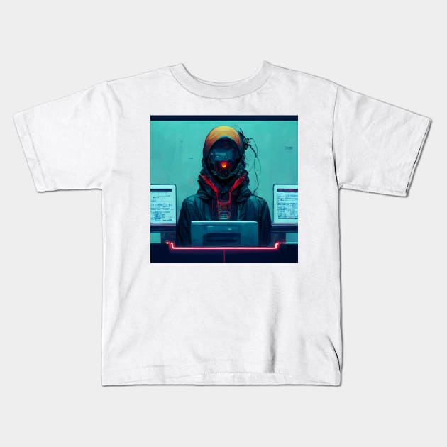 Cyberpunk hacker Kids T-Shirt by NiceIO